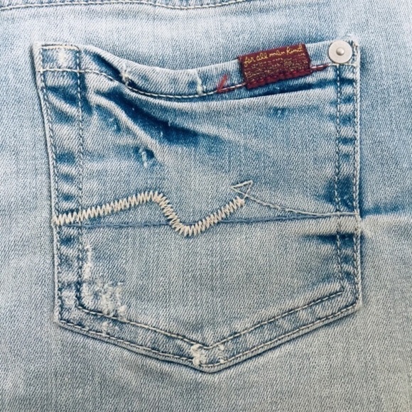 7 For All Mankind Distressed Jean Skirt/Denim Distressed Mini Skirt Girl Size 12 - Picture 8 of 13